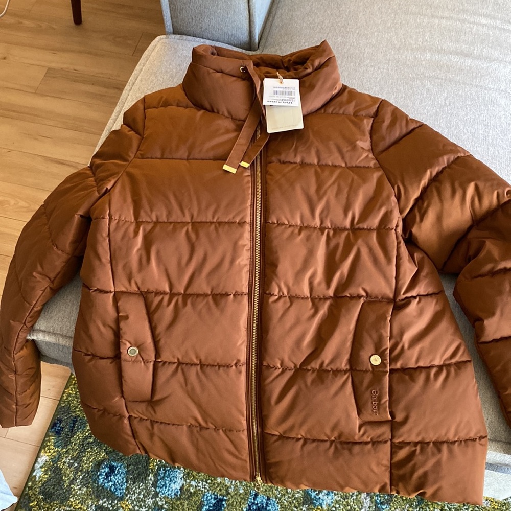 Barbour Womens Katherine Brown Quilted Cold Weather Puffer Jacket Coat NWT